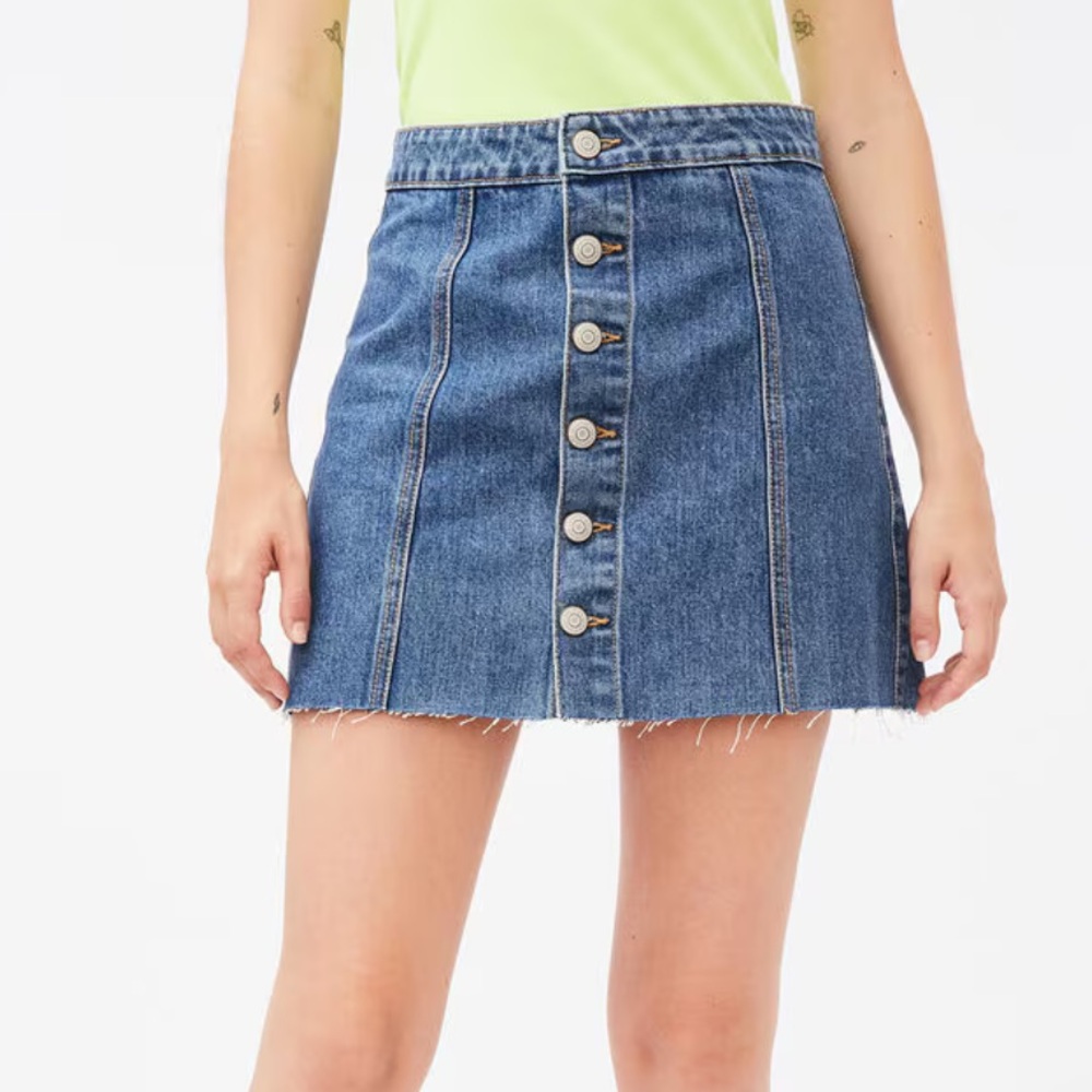 Real Denim High-Rise Buttoned Mini Skirt